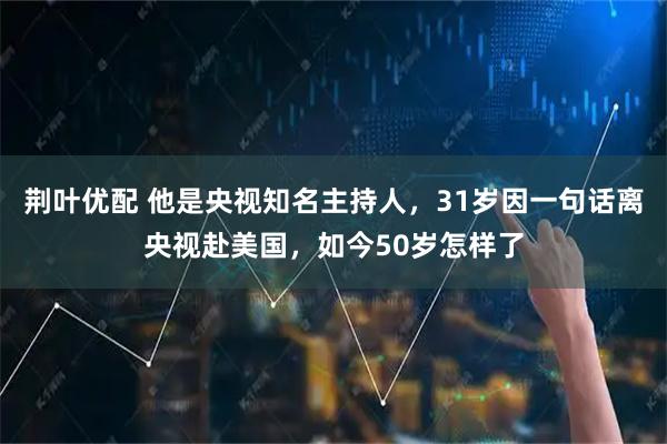 荆叶优配 他是央视知名主持人,31岁因一句话离央视赴美国,如今50岁怎样了